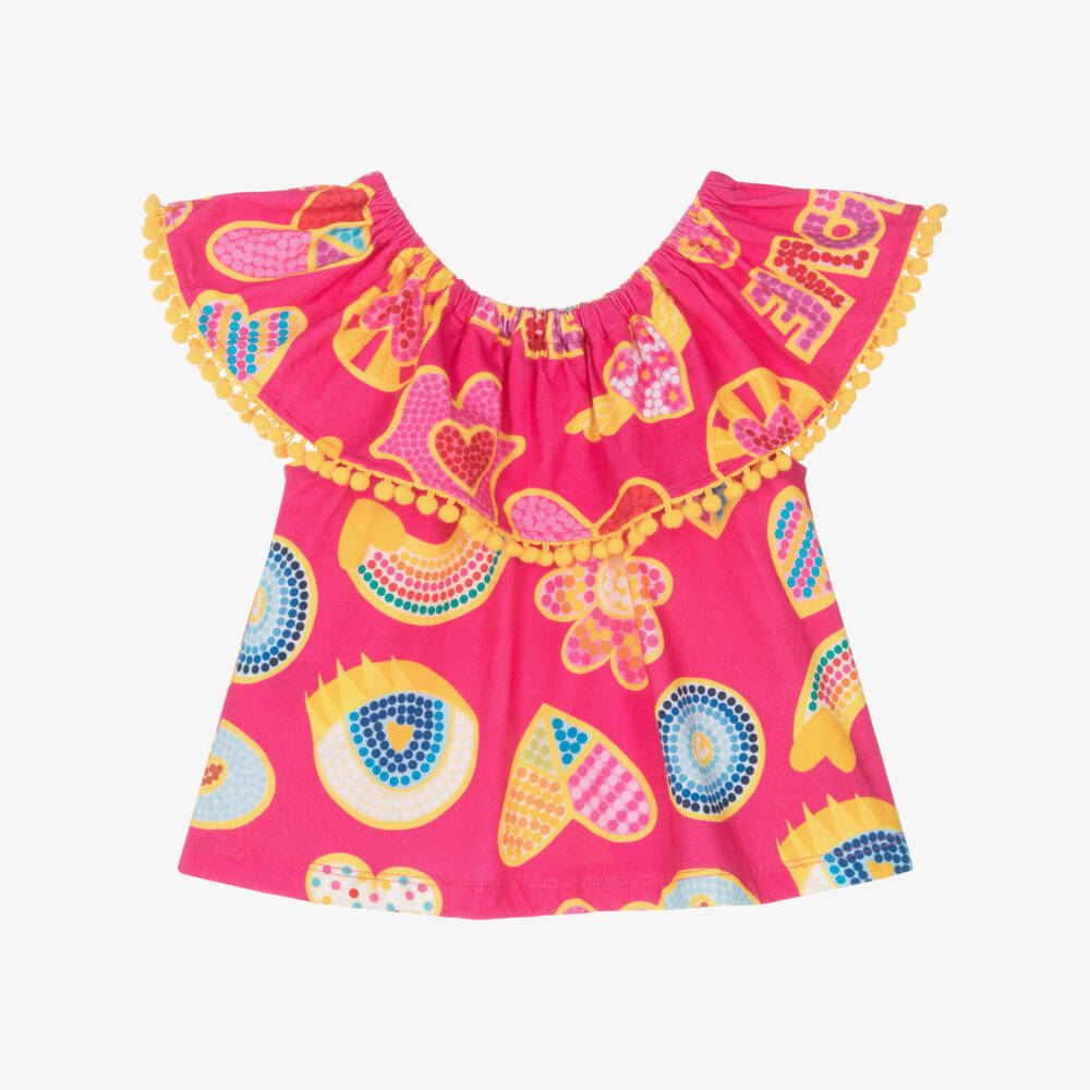 Agatha Ruiz de la Prada-Girls Vibrant Pink Cotton Blouse | Childrensalon Outlet