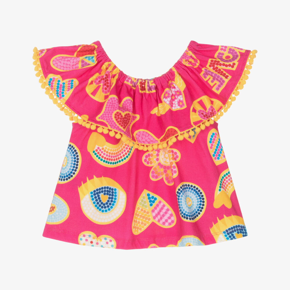 Agatha Ruiz de la Prada-Girls Vibrant Pink Cotton Blouse | Childrensalon Outlet