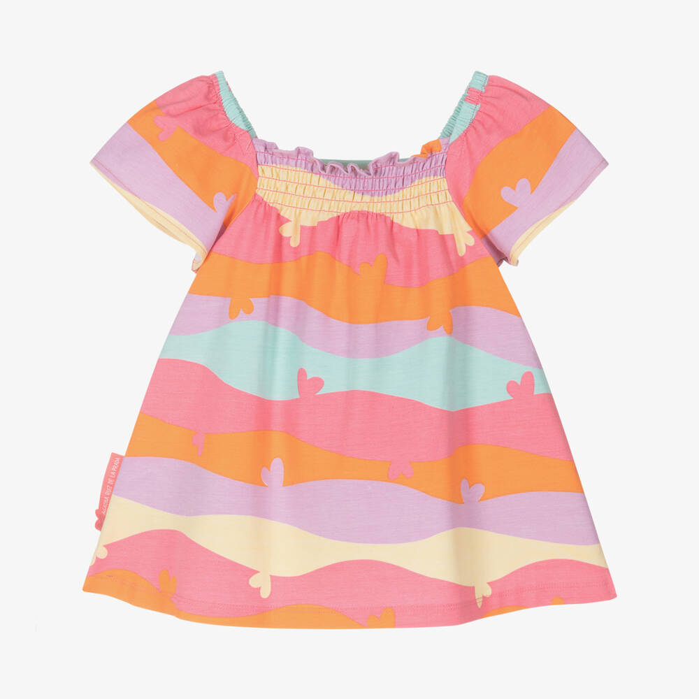 Agatha Ruiz de la Prada-فستان قطني بنقشة دوامات زاهية للبنات | Childrensalon Outlet
