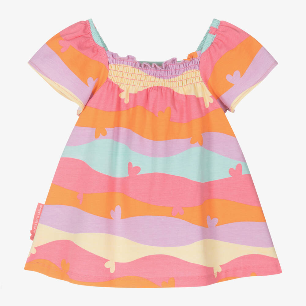 Agatha Ruiz de la Prada-فستان قطني بنقشة دوامات زاهية للبنات | Childrensalon Outlet
