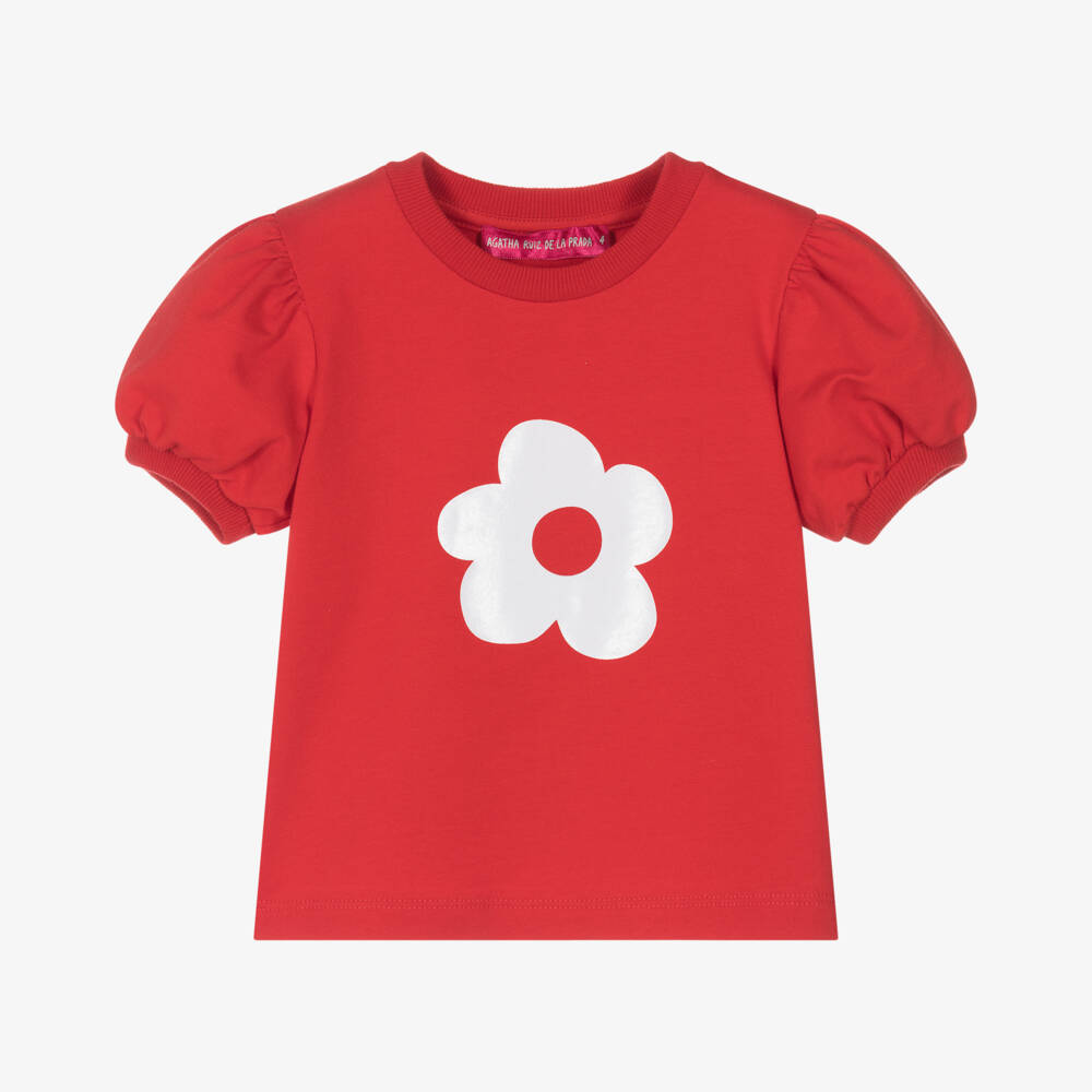 Agatha Ruiz de la Prada-تي شيرت قطني بنقشة زهور زاهية للبنات | Childrensalon Outlet