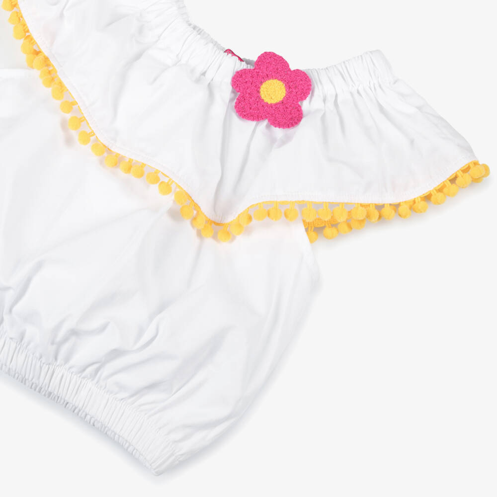 Agatha Ruiz de la Prada-Girls Whimsical White Pom-Pom Blouse | Childrensalon Outlet