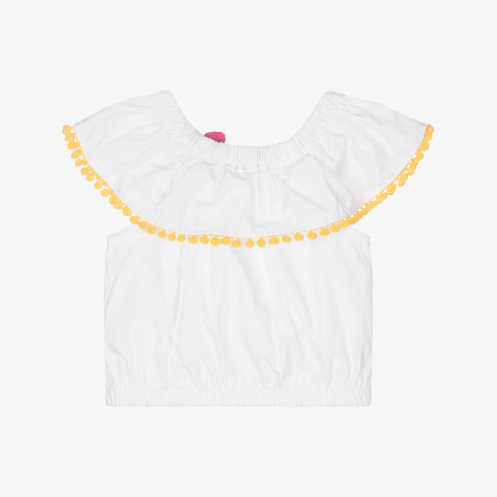 Agatha Ruiz de la Prada-Girls Whimsical White Pom-Pom Blouse | Childrensalon Outlet