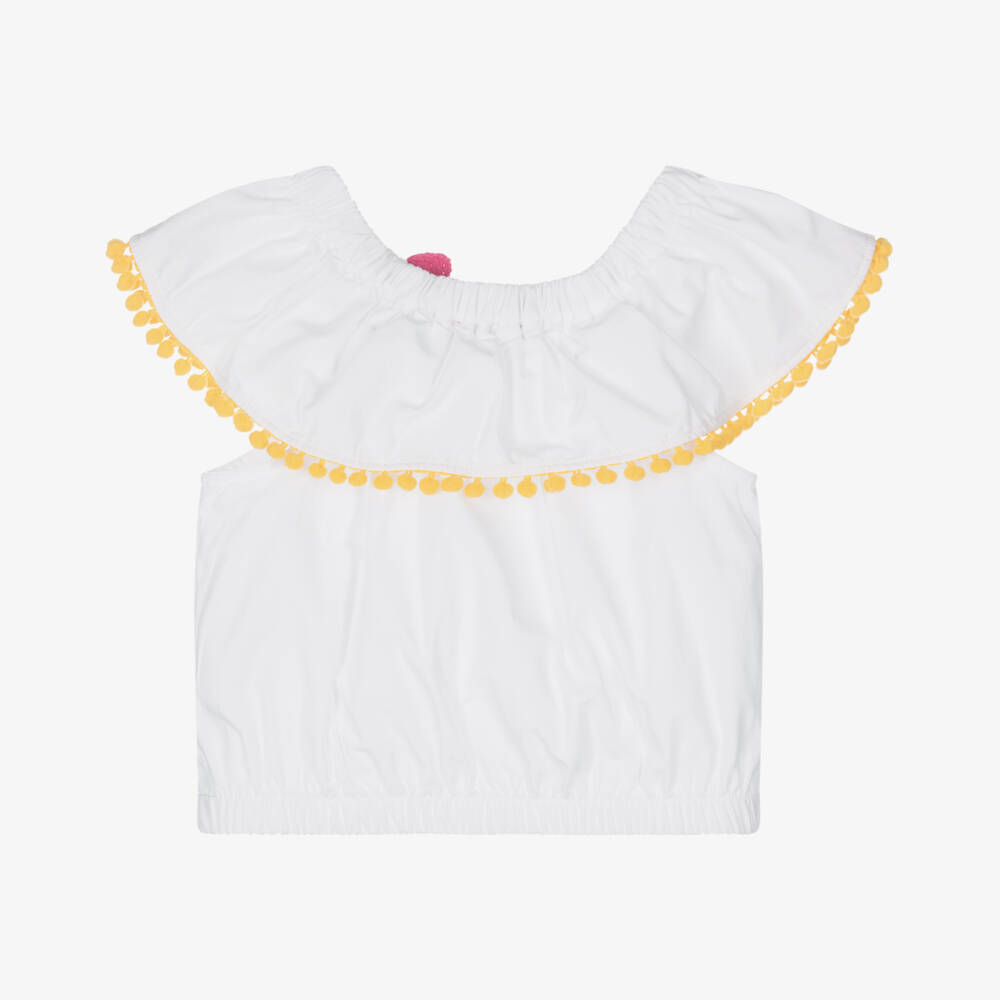 Agatha Ruiz de la Prada-Girls Whimsical White Pom-Pom Blouse | Childrensalon Outlet