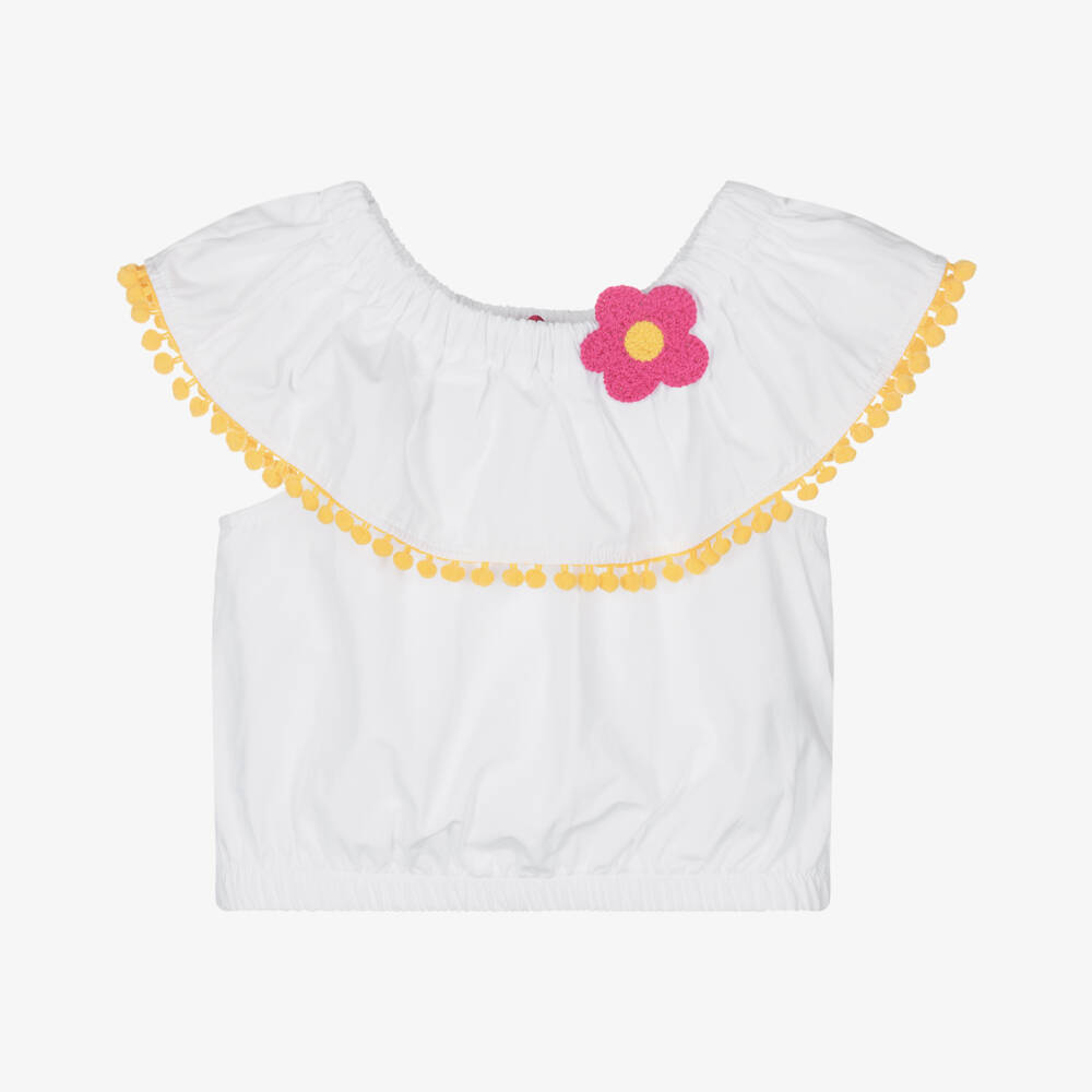 Agatha Ruiz de la Prada-Белая блузка с помпонами для девочек | Childrensalon Outlet
