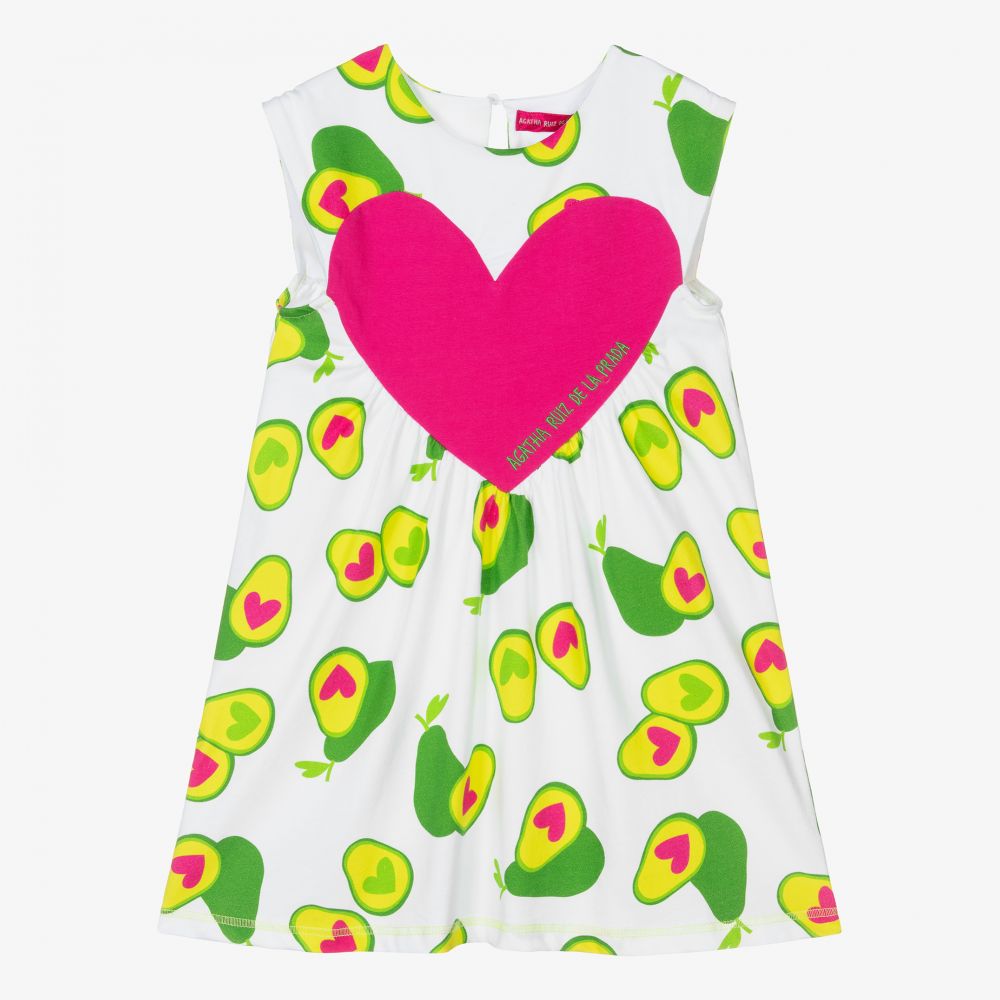 Agatha Ruiz de la Prada - Weißes Avocado-Kleid für Mädchen | Childrensalon