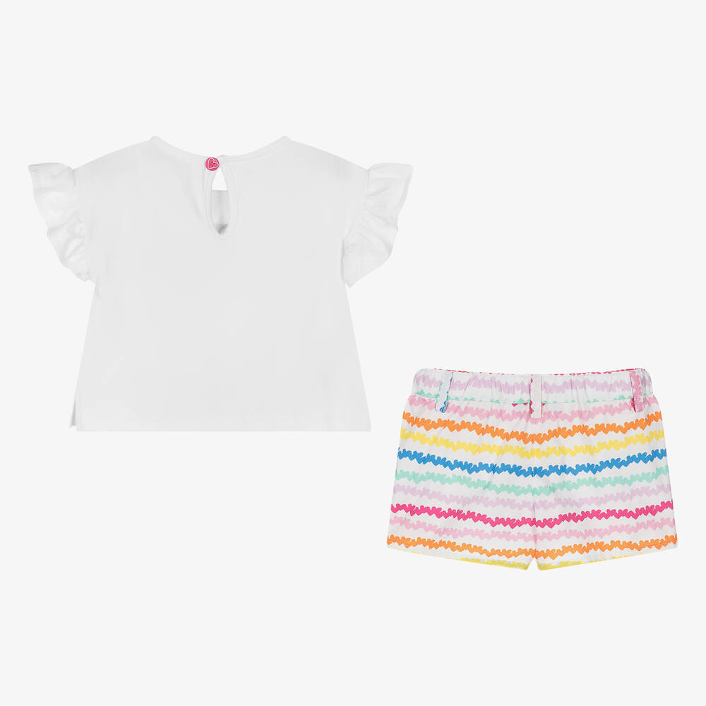 Agatha Ruiz de la Prada-Girls White & Colourful Stripe Shorts Set | Childrensalon Outlet