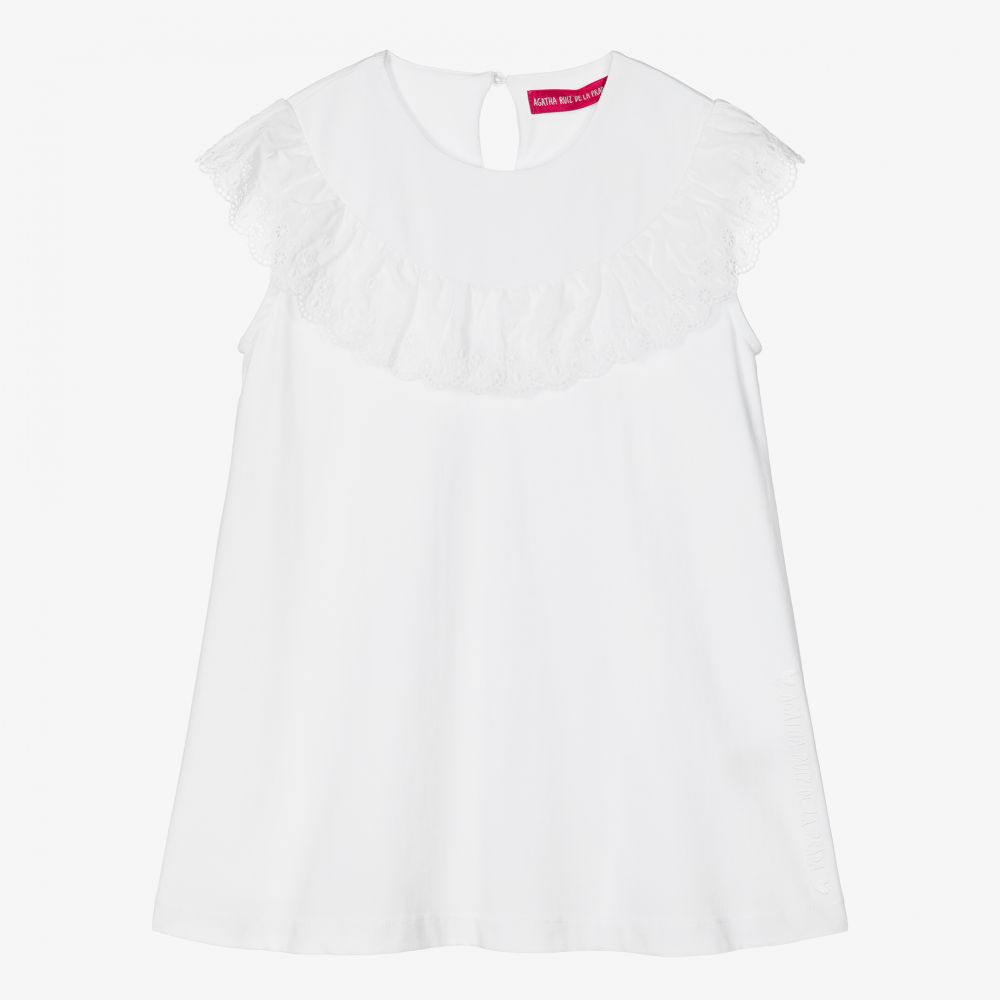Agatha Ruiz de la Prada - Girls White Cotton Dress | Childrensalon