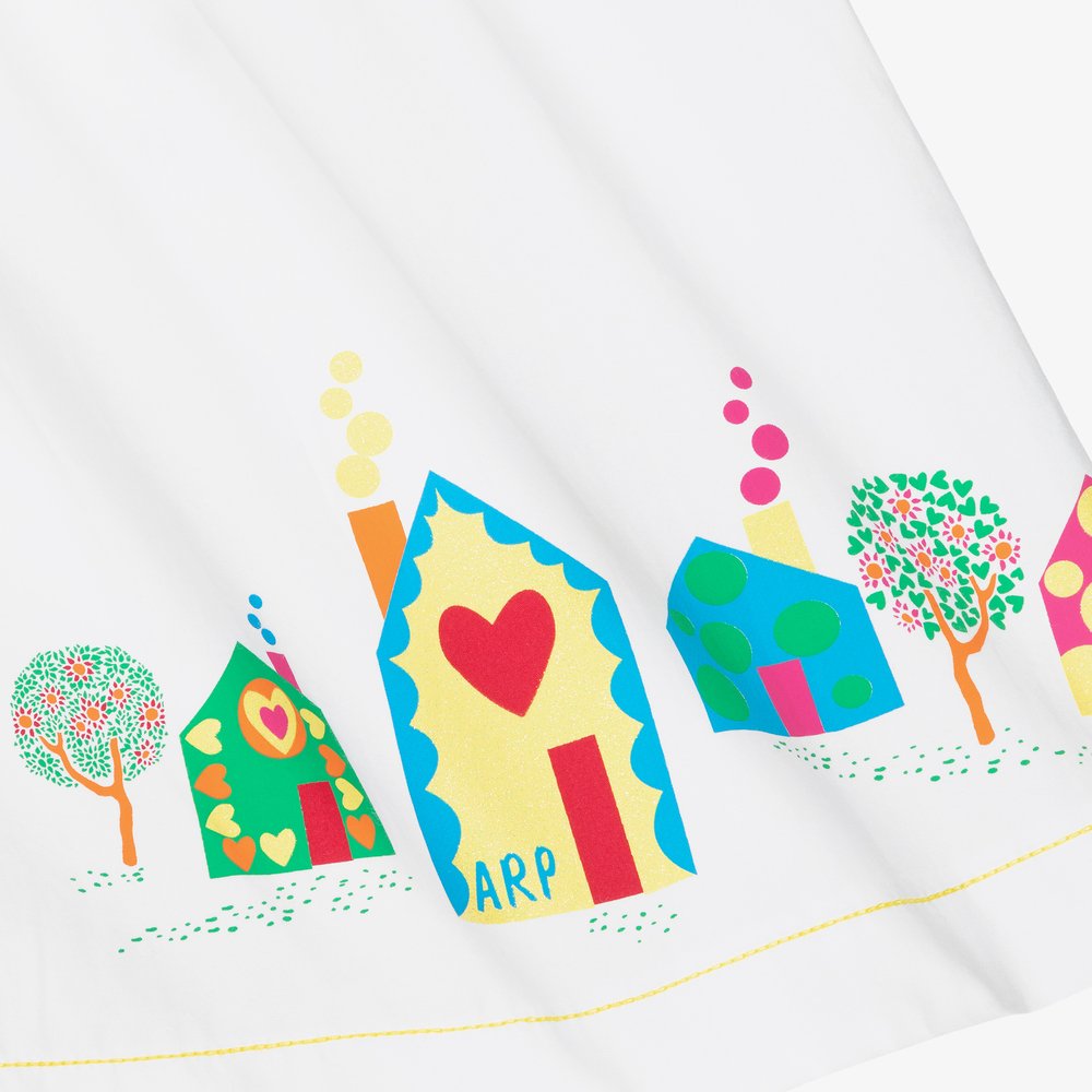 Agatha Ruiz de la Prada-فستان قطن بوبلين لون أبيض | Childrensalon Outlet