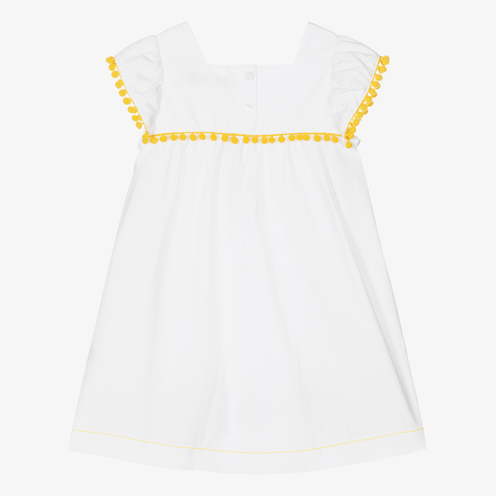 Agatha Ruiz de la Prada-فستان قطن بوبلين لون أبيض | Childrensalon Outlet