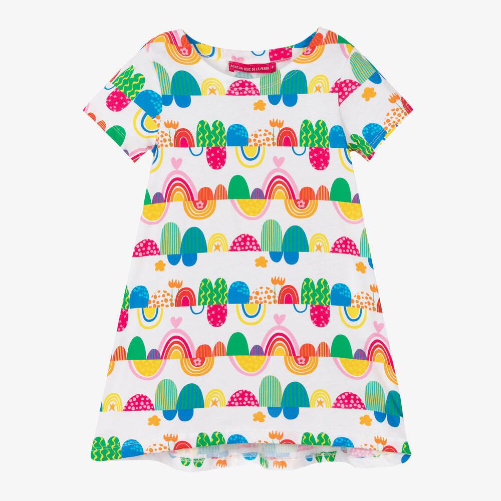 Agatha Ruiz de la Prada - Girls White Cotton Dress  | Childrensalon