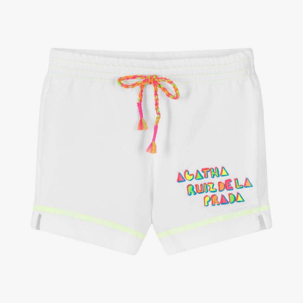 Agatha Ruiz de la Prada - Girls White Cotton Jersey Shorts  | Childrensalon