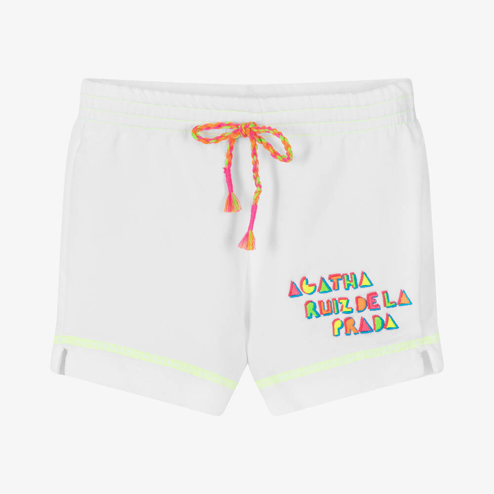 Agatha Ruiz de la Prada-Girls White Cotton Jersey Shorts  | Childrensalon Outlet