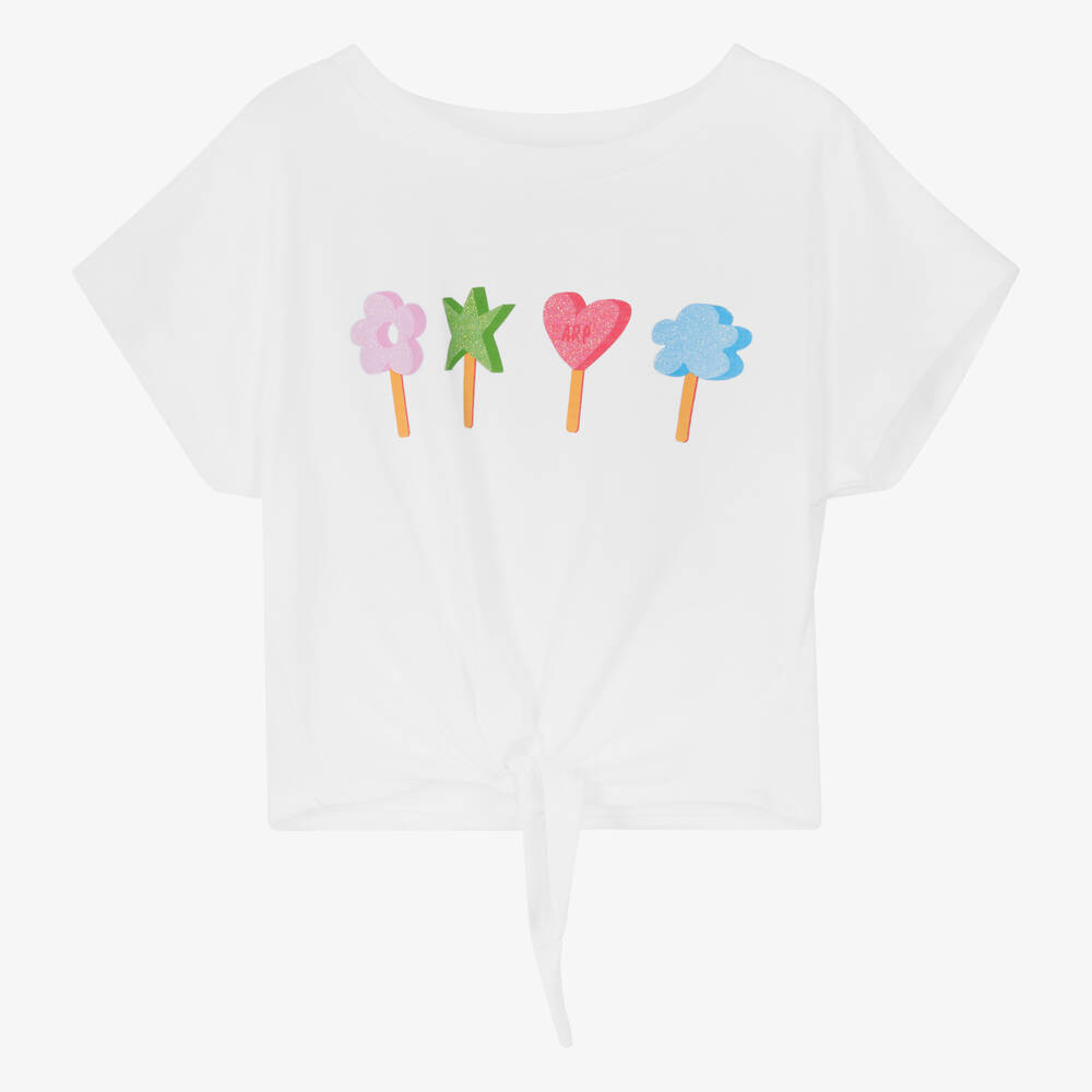 Agatha Ruiz de la Prada-Girls White Cotton Lollipop T-Shirt | Childrensalon Outlet