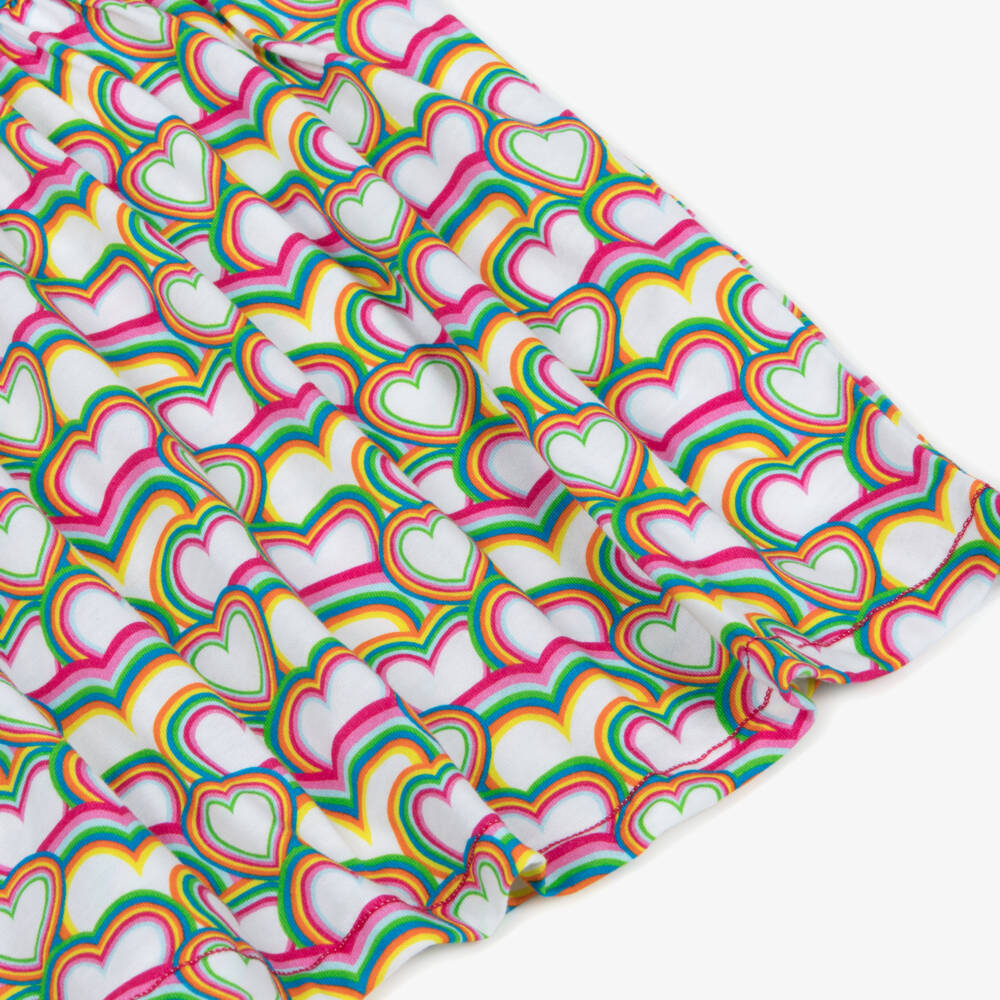 Agatha Ruiz de la Prada-Girls White Cotton Rainbow Heart Dress | Childrensalon Outlet