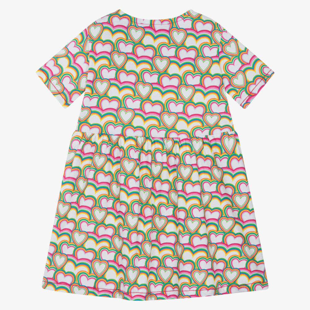 Agatha Ruiz de la Prada-Girls White Cotton Rainbow Heart Dress | Childrensalon Outlet