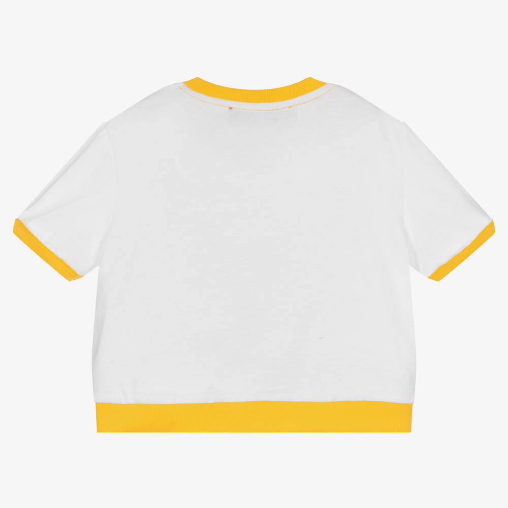 Agatha Ruiz de la Prada-Белая хлопковая футболка с радугой | Childrensalon Outlet