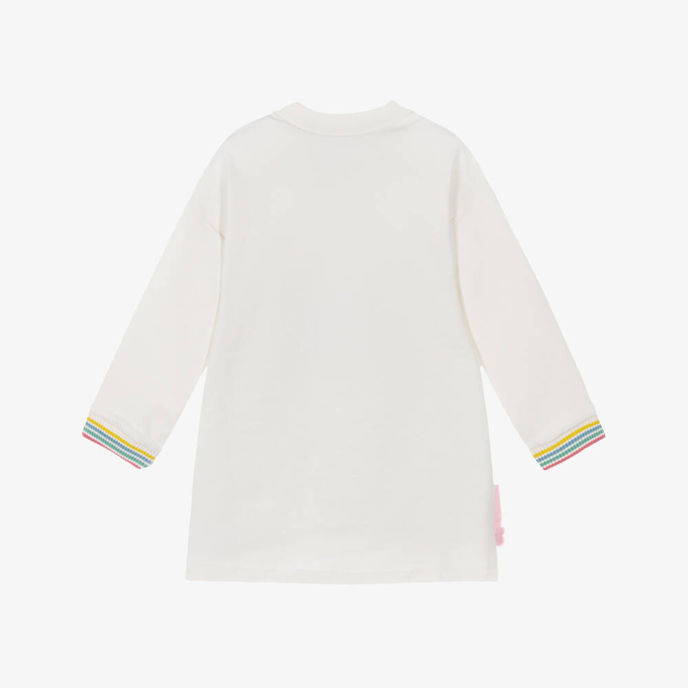 Agatha Ruiz de la Prada-Girls White Cotton Sweatshirt Dress & Pink Tights Set | Childrensalon Outlet