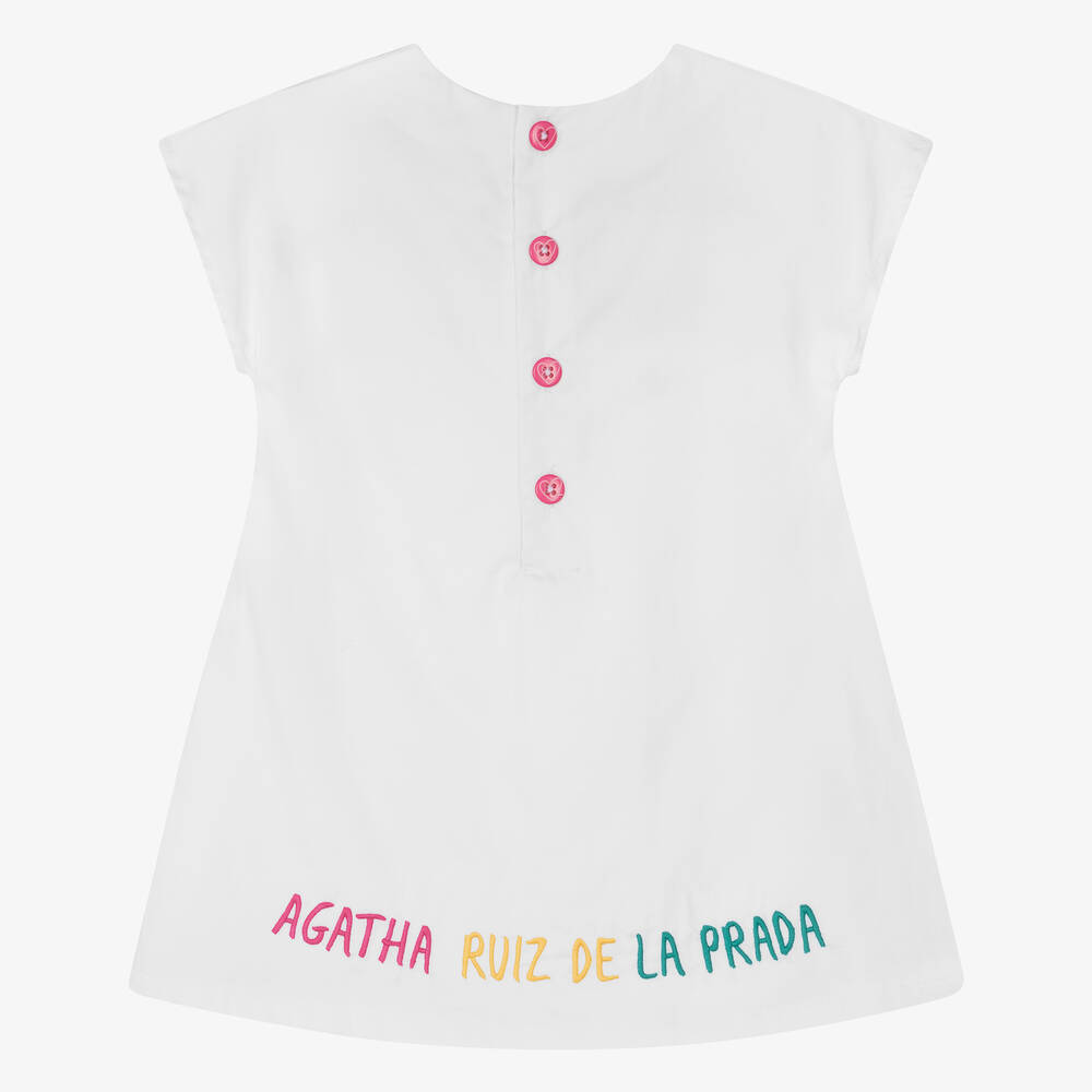 Agatha Ruiz de la Prada-Girls White Cotton & Tulle Heart Dress | Childrensalon Outlet