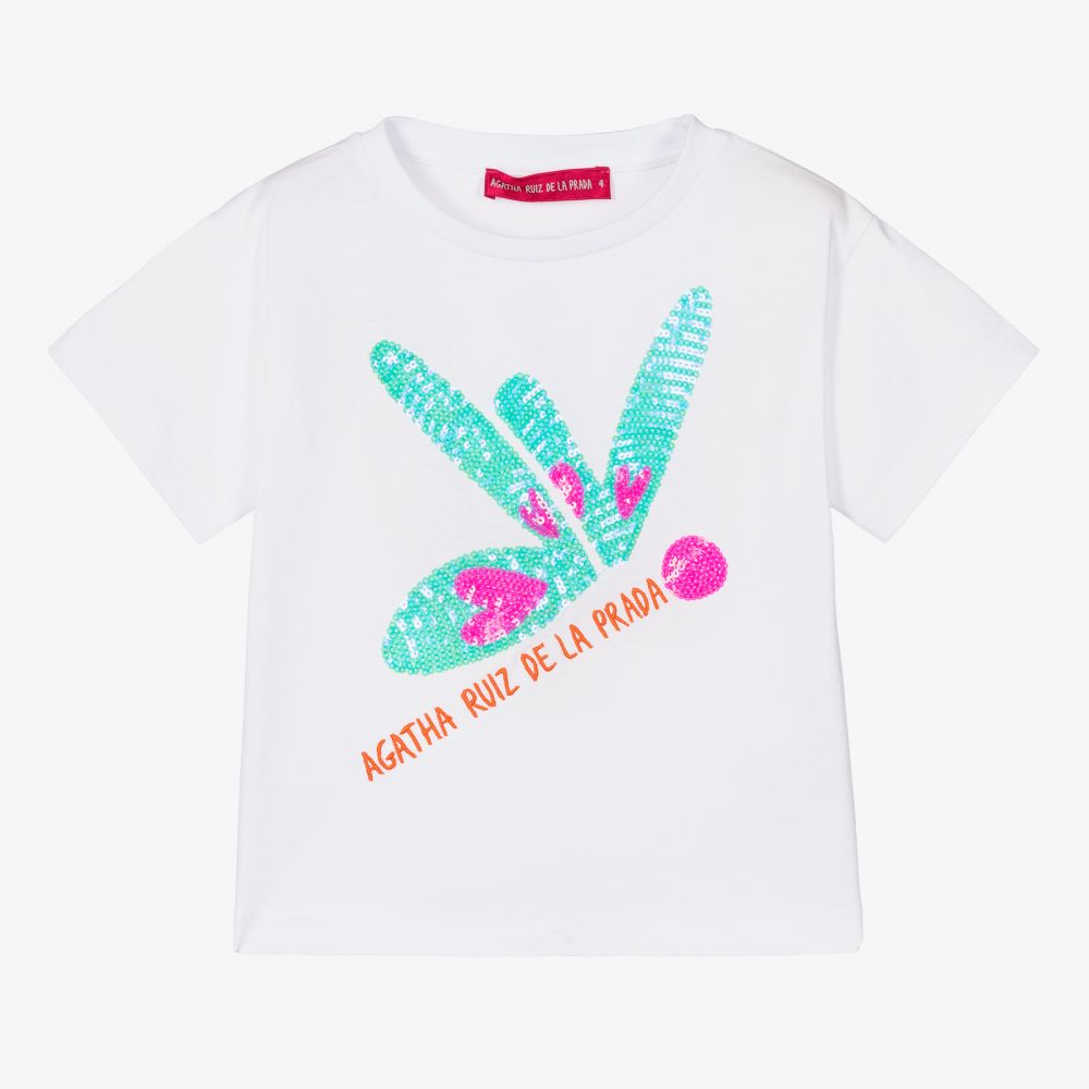 Agatha Ruiz de la Prada - Weißes Libellen-T-Shirt für Mädchen | Childrensalon