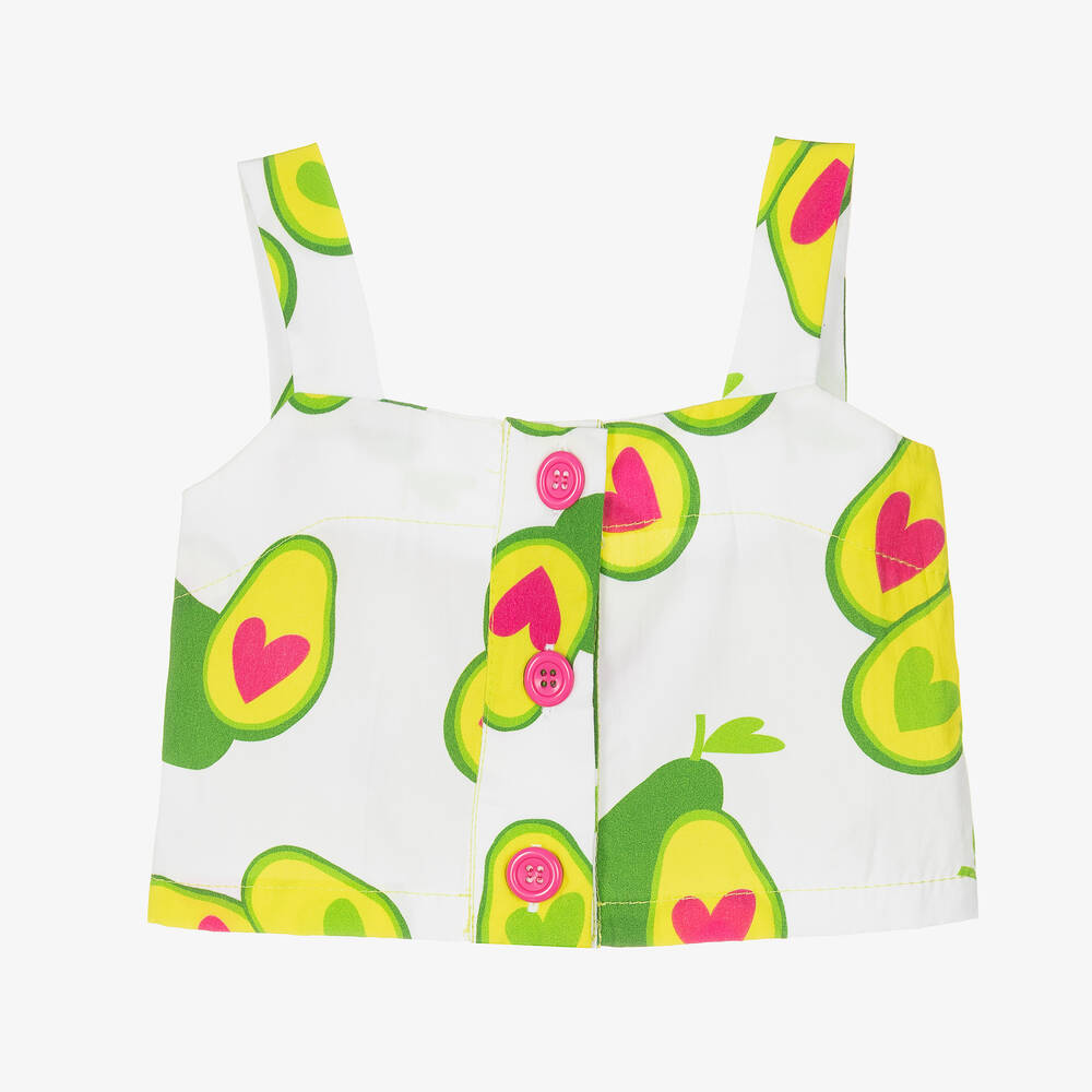 Agatha Ruiz de la Prada - Girls White & Green Avocado Top | Childrensalon