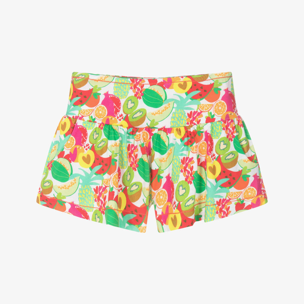 Agatha Ruiz de la Prada-Girls White & Green Cotton Fruit Shorts | Childrensalon Outlet