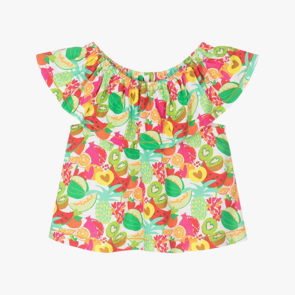 Agatha Ruiz de la Prada-Girls White & Green Cotton Fruit Top | Childrensalon Outlet
