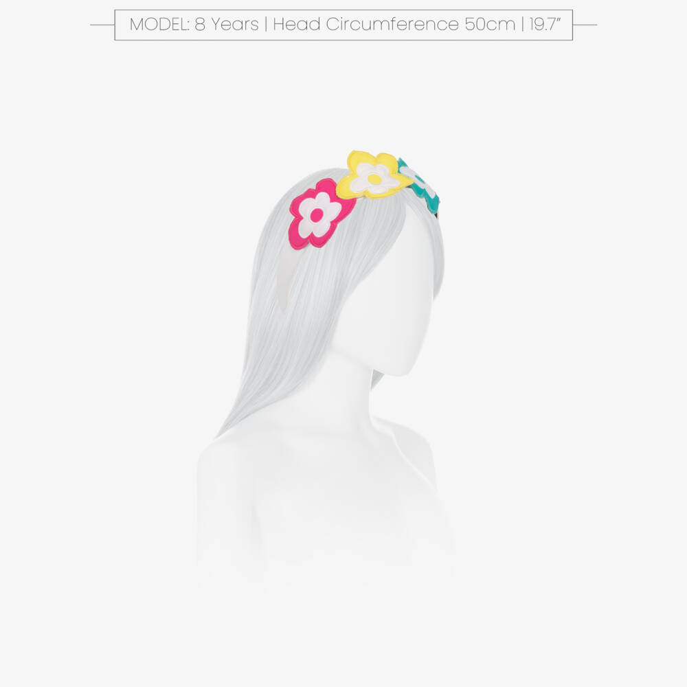 Agatha Ruiz de la Prada-Girls White Hairband with Multicolour 3D Flowers | Childrensalon Outlet