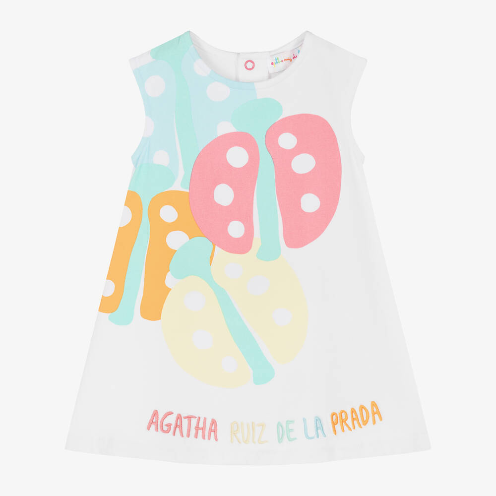 Agatha Ruiz de la Prada-Girls White Ladybird Cotton Dress | Childrensalon Outlet