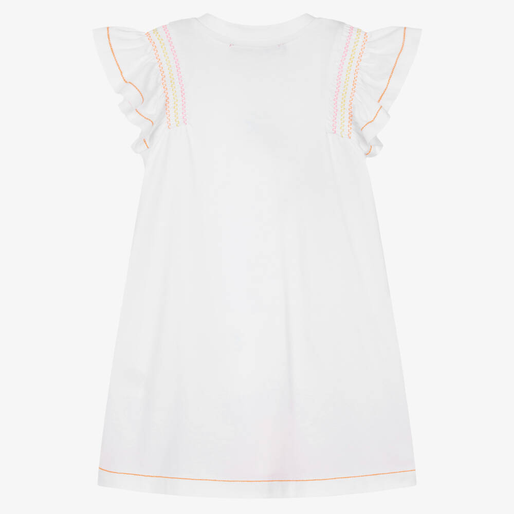 Agatha Ruiz de la Prada-Girls White & Orange Palm Tree Print Cotton Dress | Childrensalon Outlet