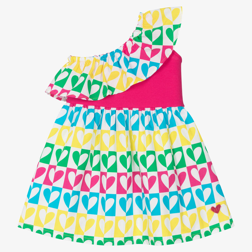 Agatha Ruiz de la Prada - Robe blanche et rose en coton fille | Childrensalon