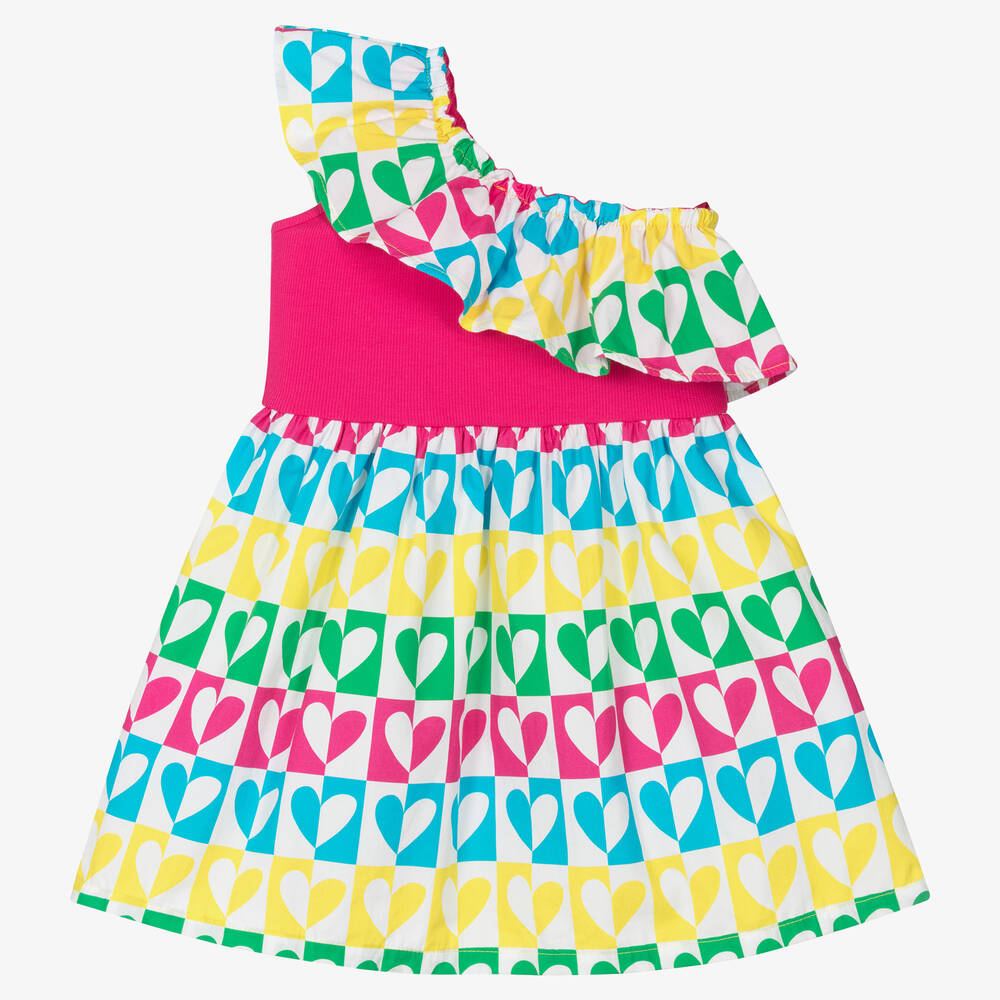 Agatha Ruiz de la Prada-Бело-розовое хлопковое платье | Childrensalon Outlet