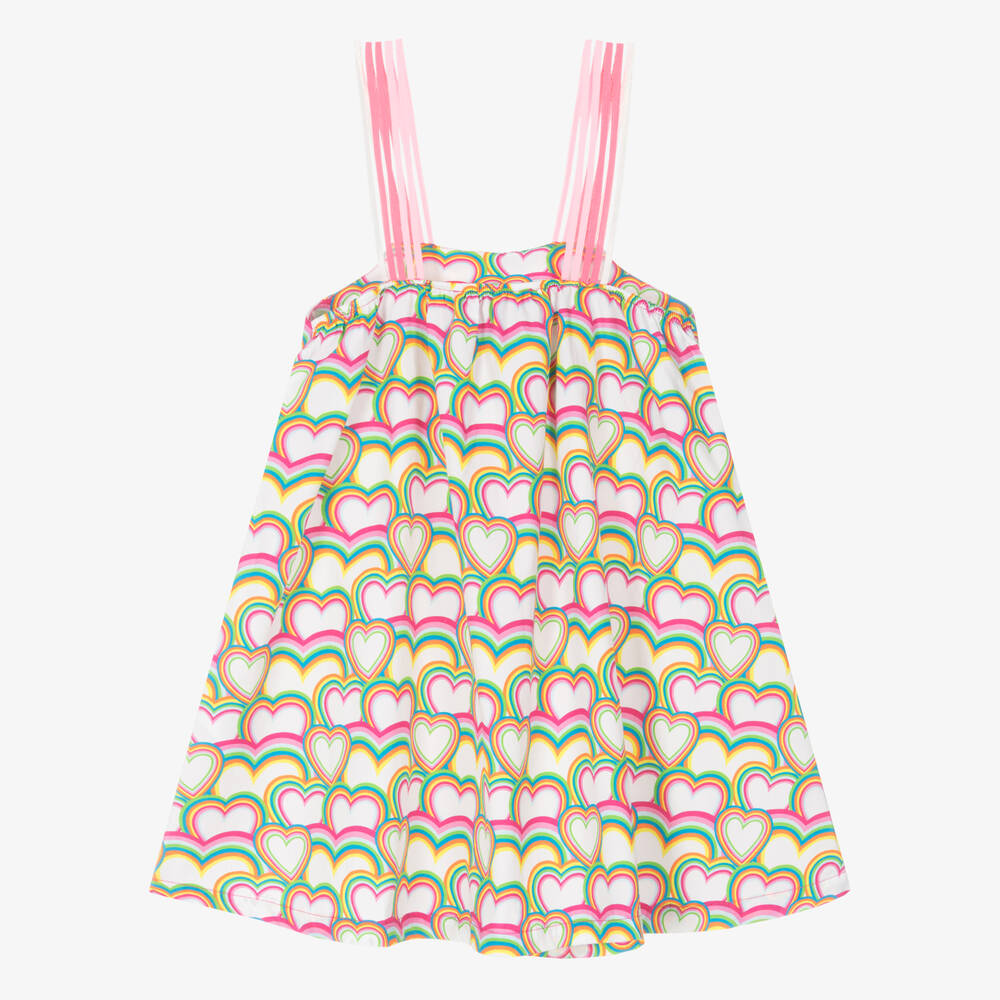 Agatha Ruiz de la Prada-Girls White & Pink Cotton Heart Dress | Childrensalon Outlet