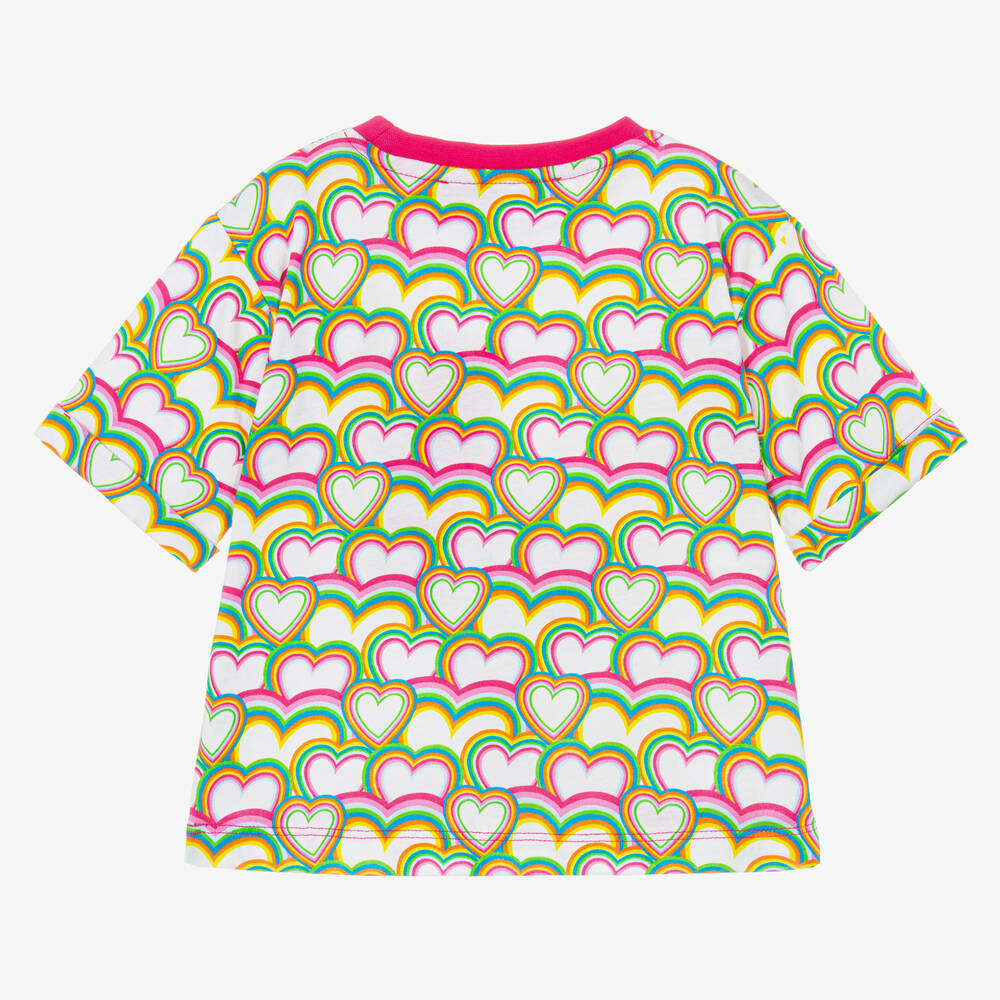 Agatha Ruiz de la Prada-Girls White & Pink Cotton Heart T-Shirt | Childrensalon Outlet