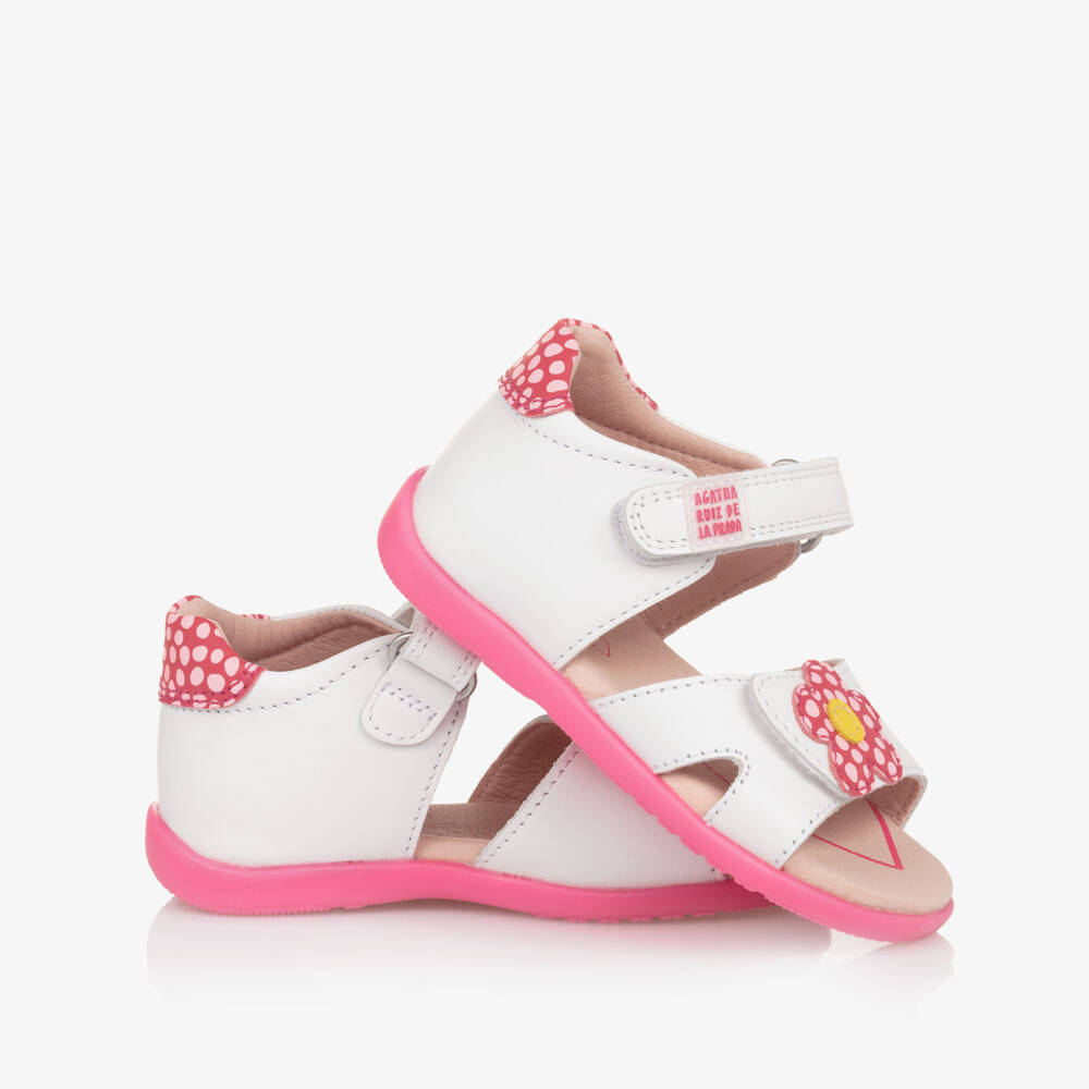 Agatha Ruiz de la Prada-Girls White & Pink Floral Sandals | Childrensalon Outlet