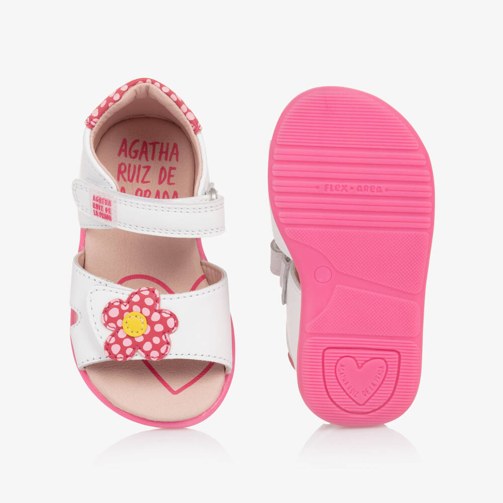 Agatha Ruiz de la Prada-Girls White & Pink Floral Sandals | Childrensalon Outlet
