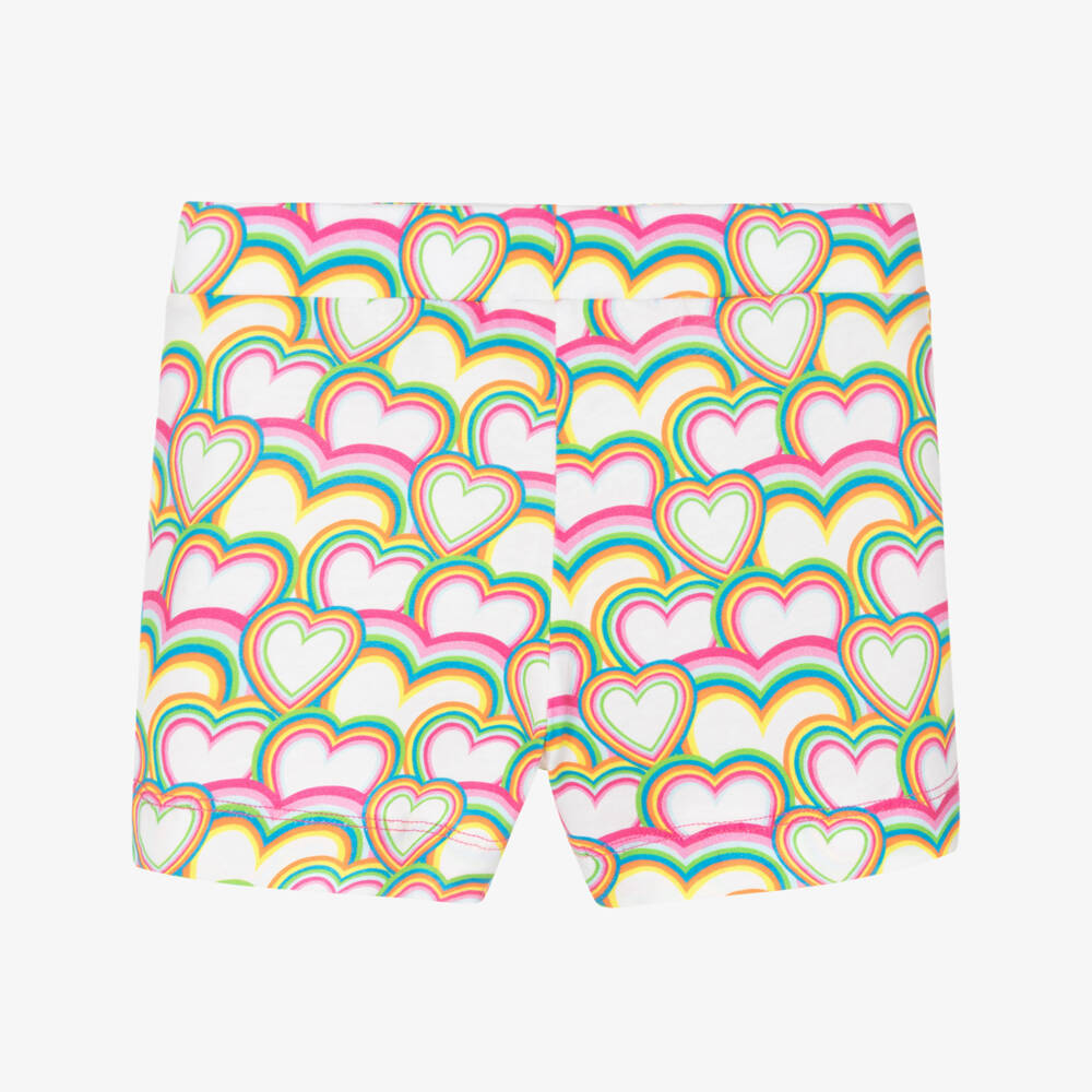 Agatha Ruiz de la Prada-شورت بطبعة قلوب قطن لون أبيض وزهري للبنات | Childrensalon Outlet