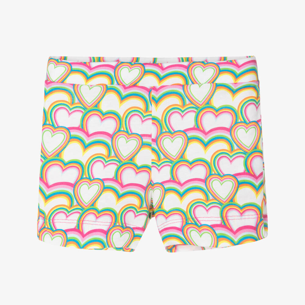 Agatha Ruiz de la Prada-شورت بطبعة قلوب قطن لون أبيض وزهري للبنات | Childrensalon Outlet
