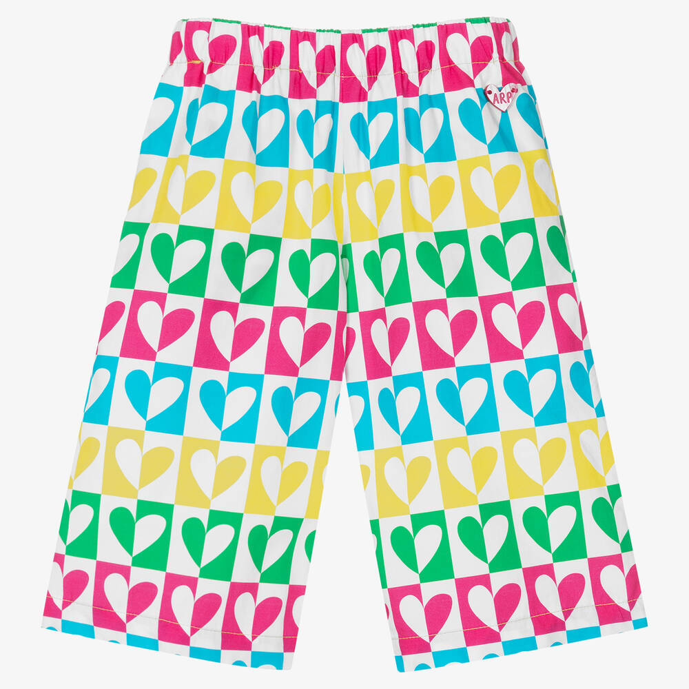 Agatha Ruiz de la Prada - Hose mit weitem Bein in Weiß & Pink | Childrensalon