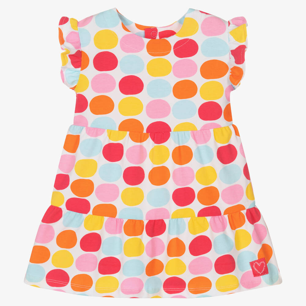 Agatha Ruiz de la Prada - Robe blanche en coton à pois fille | Childrensalon