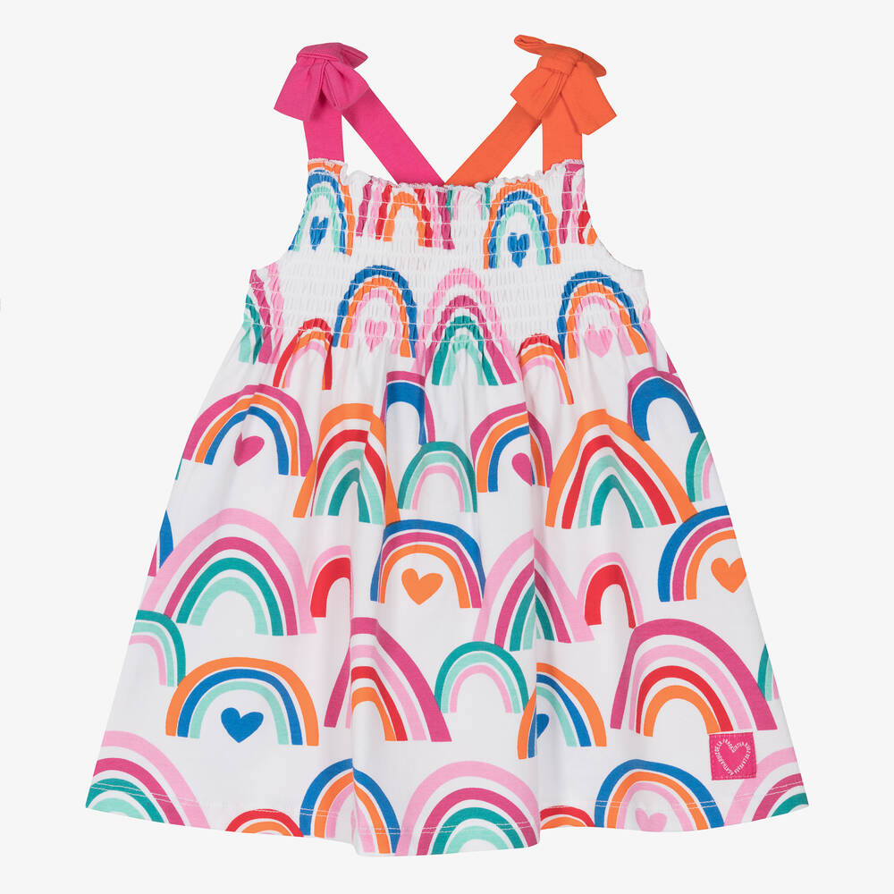 Agatha Ruiz de la Prada-Girls White Rainbow Print Cotton Sun Dress | Childrensalon Outlet