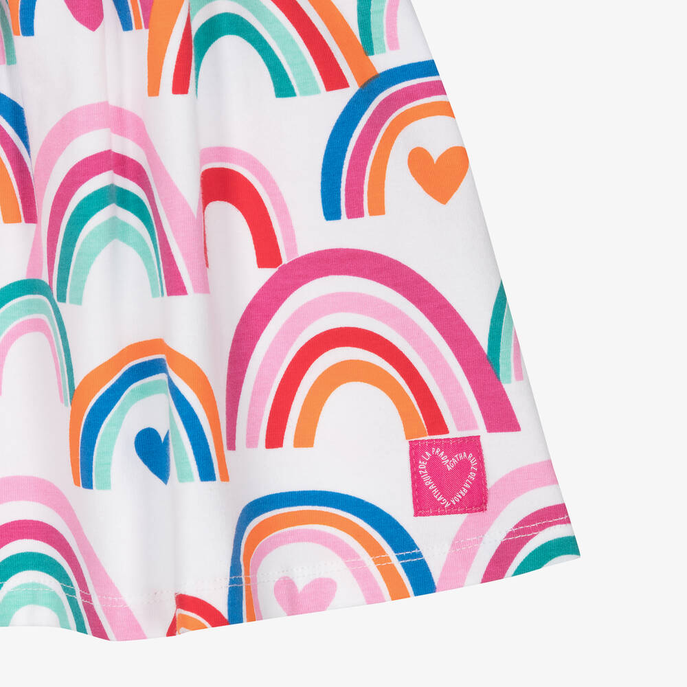 Agatha Ruiz de la Prada-Girls White Rainbow Print Cotton Sun Dress | Childrensalon Outlet