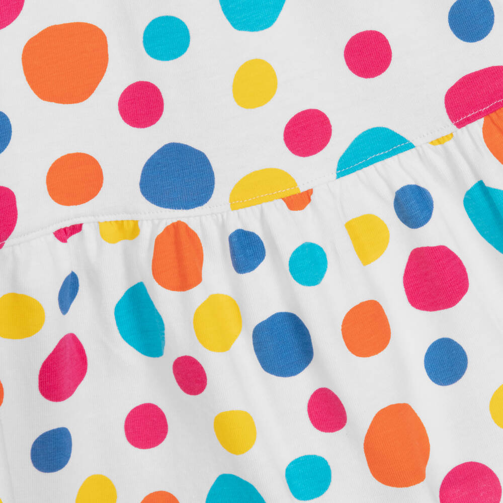 Agatha Ruiz de la Prada-Белое платье из хлопкового джерси в разноцветный горох | Childrensalon Outlet