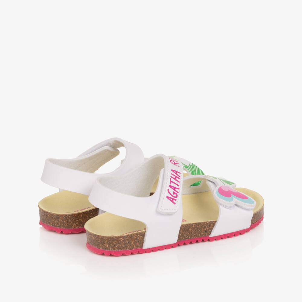 Agatha Ruiz de la Prada-Girls White Velcro Flower Sandals | Childrensalon Outlet