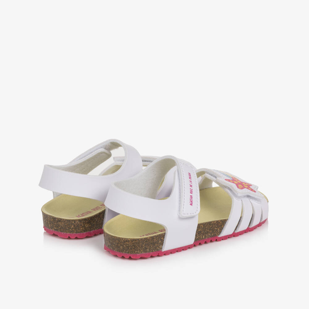 Agatha Ruiz de la Prada-Girls White Velcro Sandals with Shooting Star Motif | Childrensalon Outlet