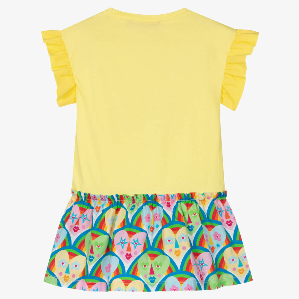 Agatha Ruiz de la Prada-Girls Yellow & Blue Cotton Heart Dress | Childrensalon Outlet
