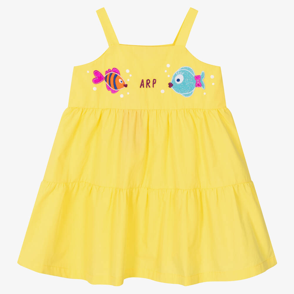 Agatha Ruiz de la Prada - Girls Yellow Cotton Dress  | Childrensalon