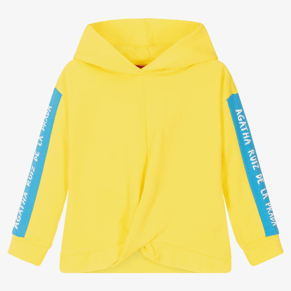 Agatha Ruiz de la Prada - Girls Yellow Cotton Hoodie | Childrensalon