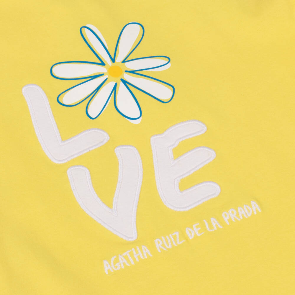 Agatha Ruiz de la Prada-Girls Yellow Cotton Jersey Love Daisy Dress | Childrensalon Outlet