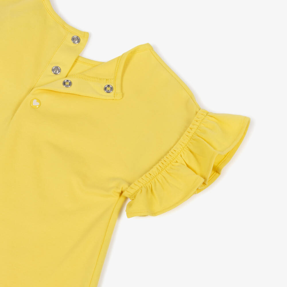 Agatha Ruiz de la Prada-Girls Yellow Cotton Jersey Love Daisy Dress | Childrensalon Outlet